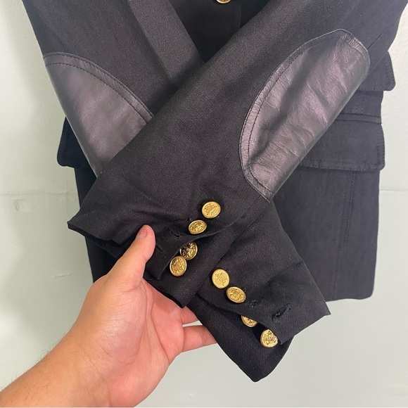 Smythe Black Linen‎ Blend Elbow Patch Equestrian Blazer Jacket Sz 4 - Picture 4 of 10